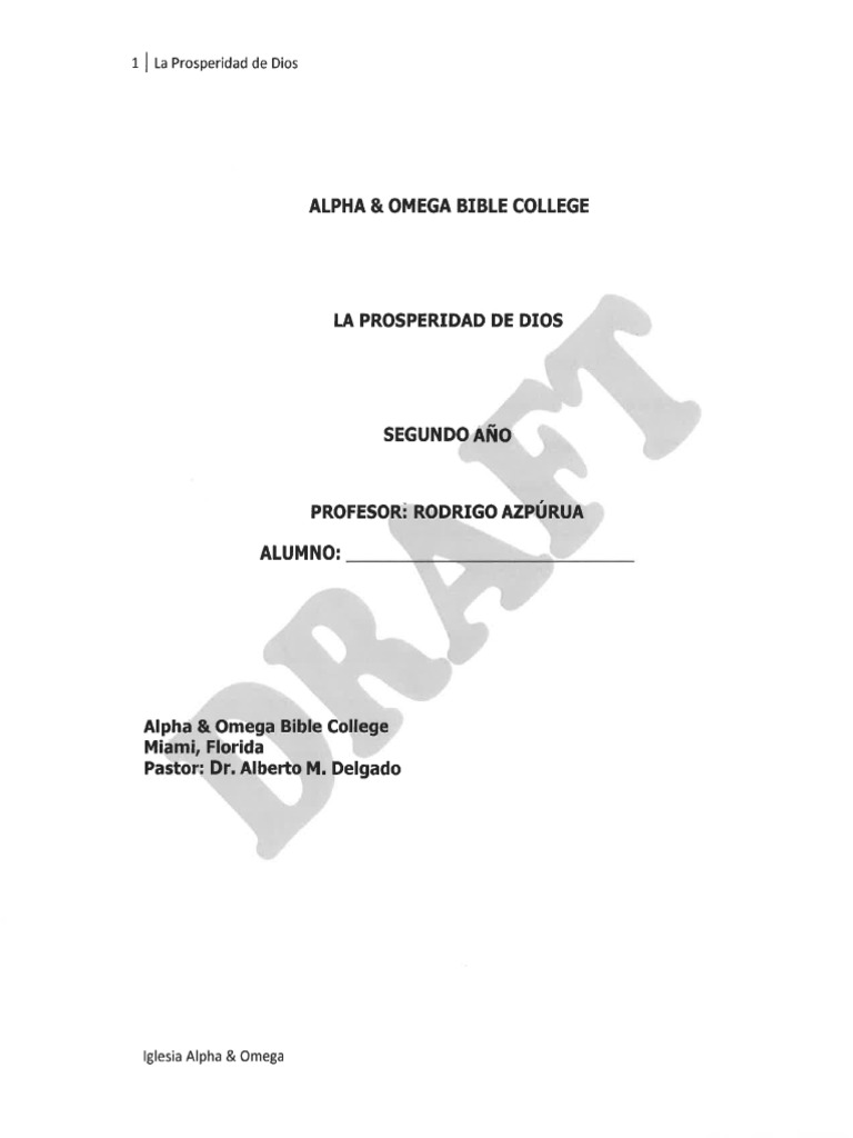 La Prosperidad de Dios - Draft | PDF