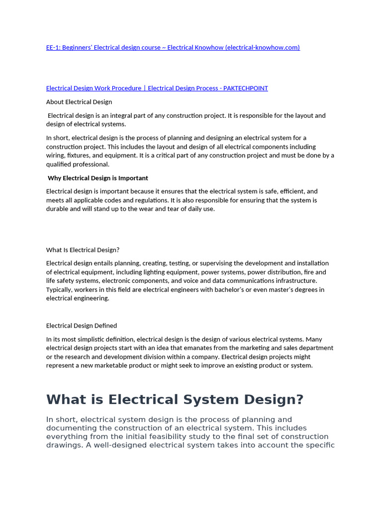 Essential Guide to Electrical Design | PDF | Electricity | System