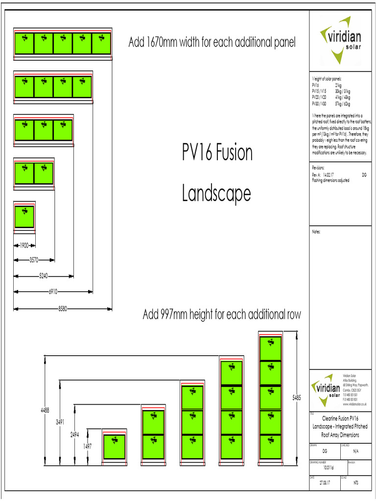 10 011d PV16 Fusion Landscape Overall Array Dimensions | PDF