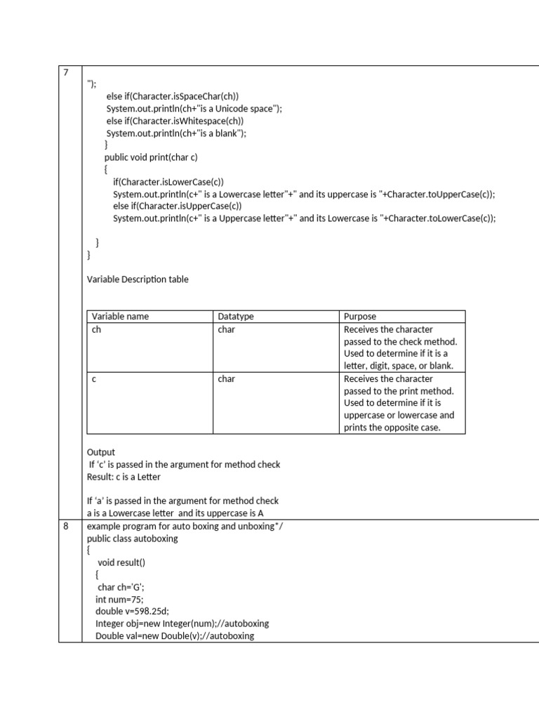 Java Character and Array Operations | PDF | Letter Case | Computing