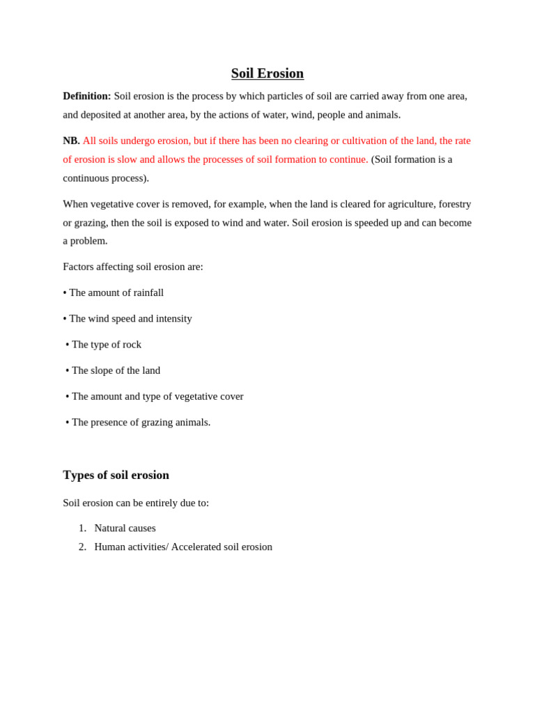 Understanding Soil Erosion Causes and Types | PDF | Erosion | Soil