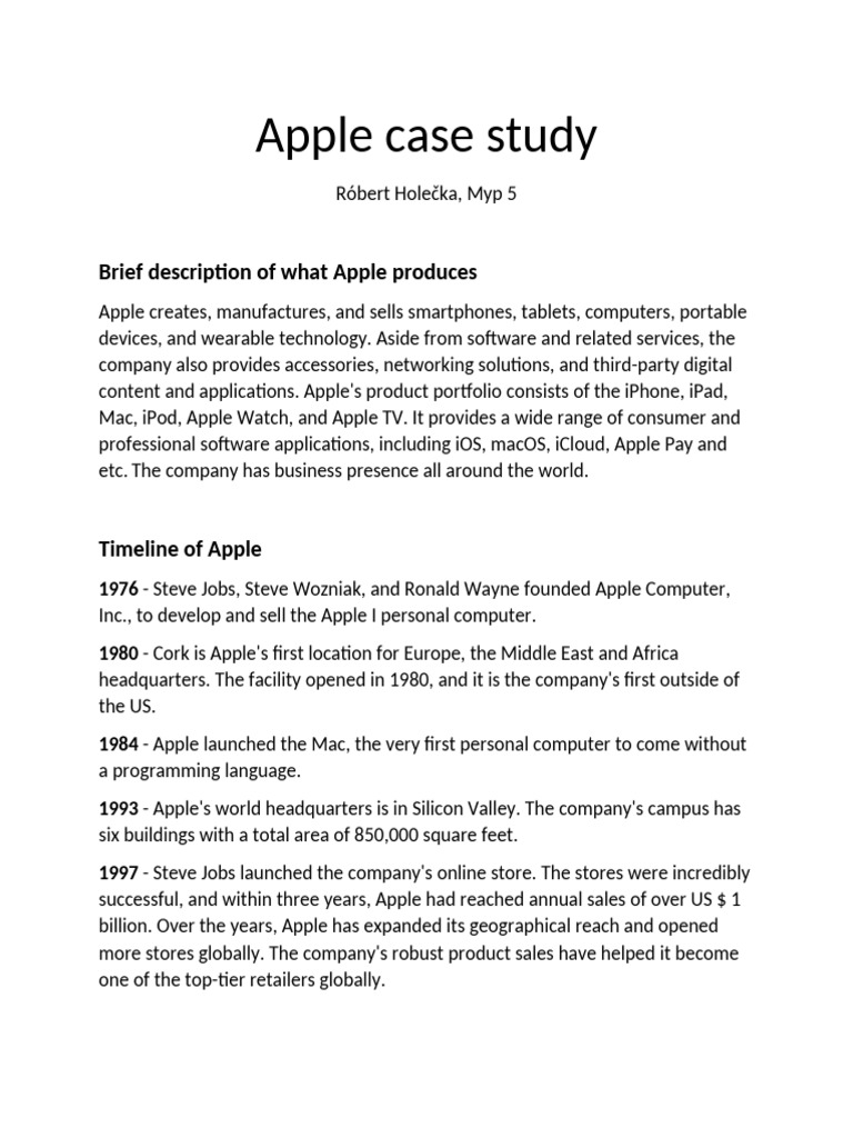 Apple case study Holecka | PDF | Apple Inc. | Steve Jobs