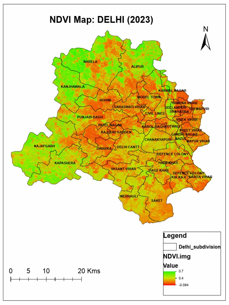 NDVI Map of Delhi 2023 | PDF