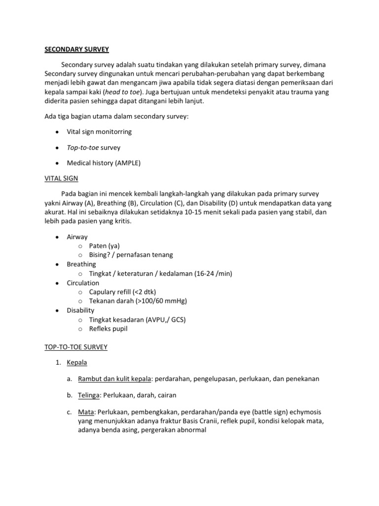 Pengantar Secondary Survey Gawat Darurat | PDF | Sains & Matematika ...