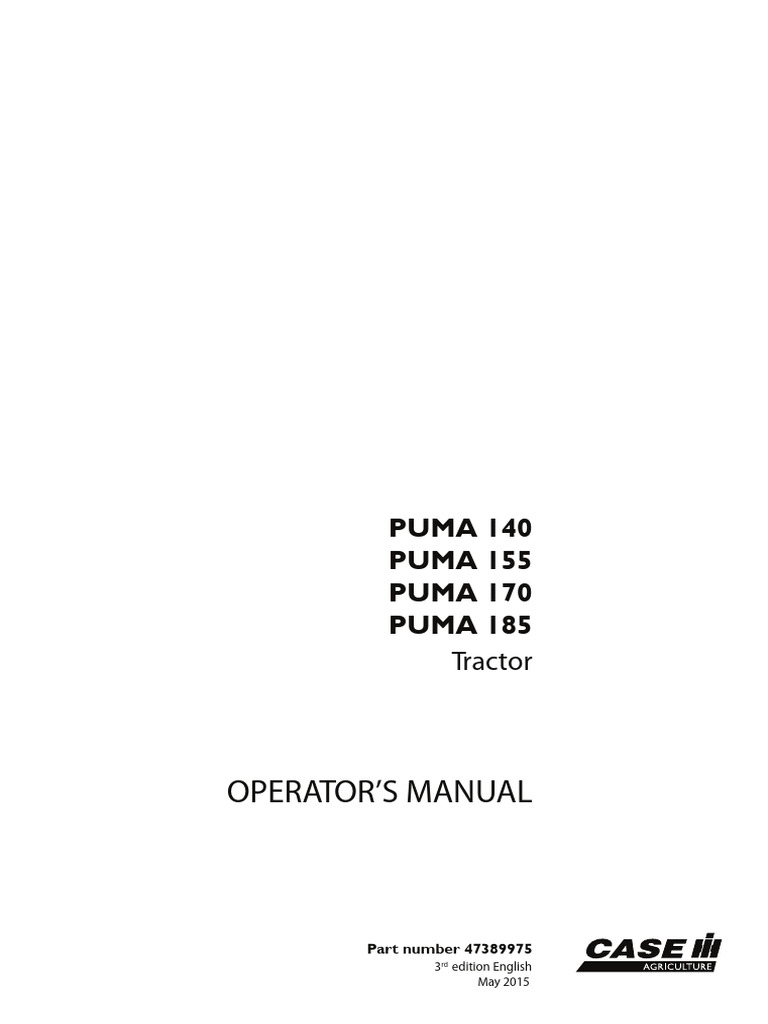 Puma Tractor Operator's Manual | PDF | Motor Vehicle | Vehicles