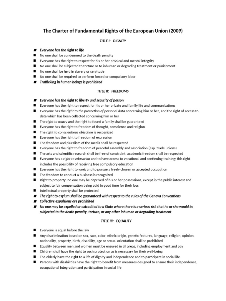 EU Charter of Fundamental Rights Overview | PDF | Government And