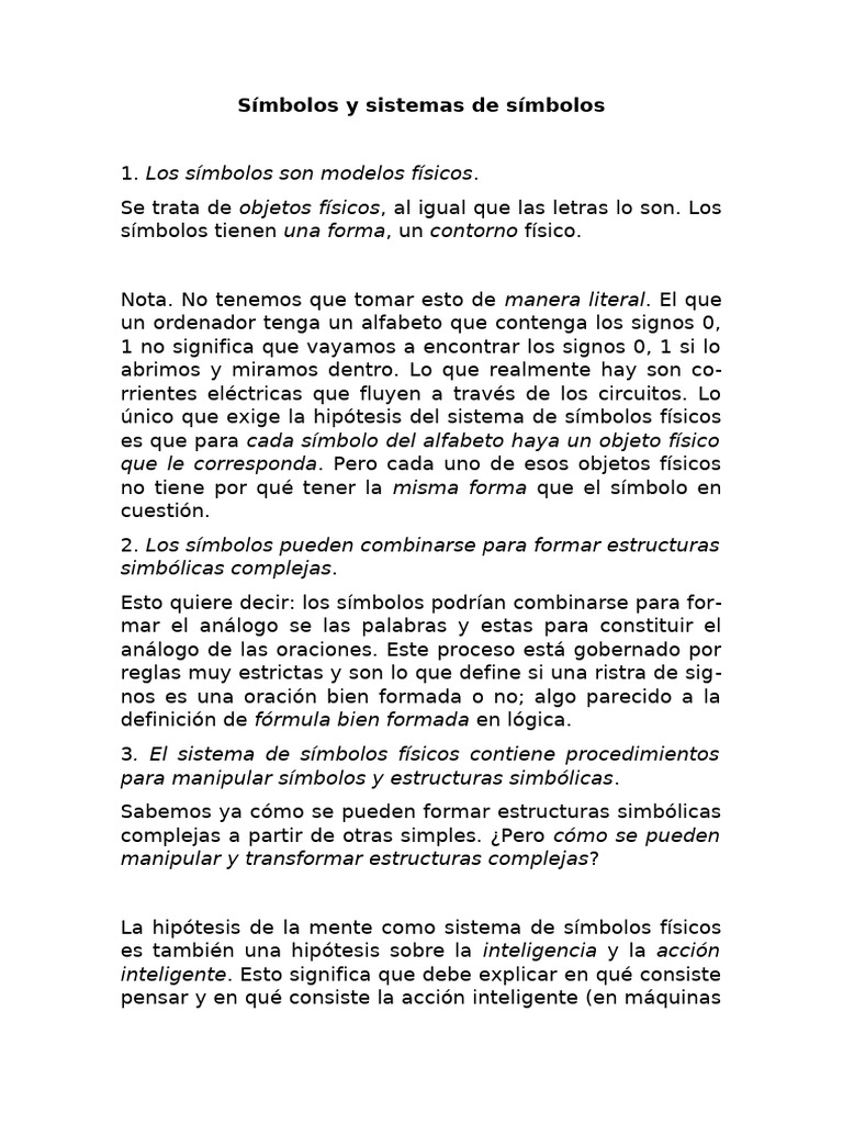 Hipótesis del Sistema de Símbolos | PDF | Los símbolos | Pensamiento