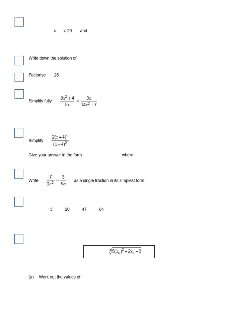 GCSE Algebra Practice Questions | PDF | Mathematics | Algebra