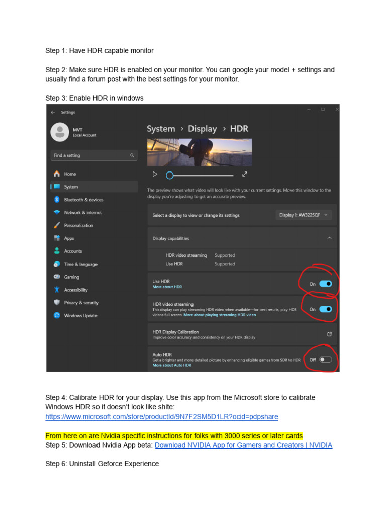 Image Result For Setup Guide For Hdr Including New Settings For Nvidia Users