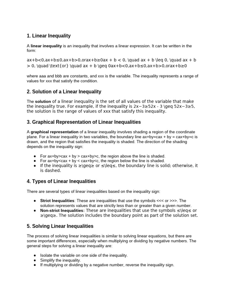 Understanding Linear Inequalities Explained | PDF | Inequality ...