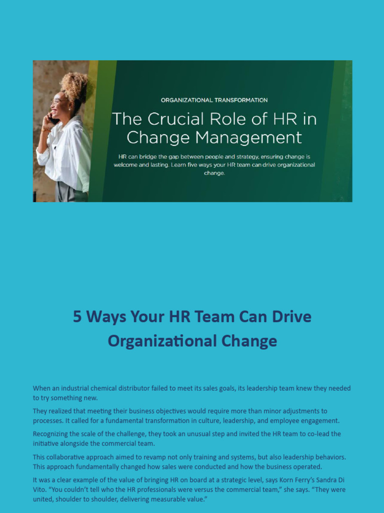 The Crucial Role of HR in Change Management | PDF | Leadership | Change ...