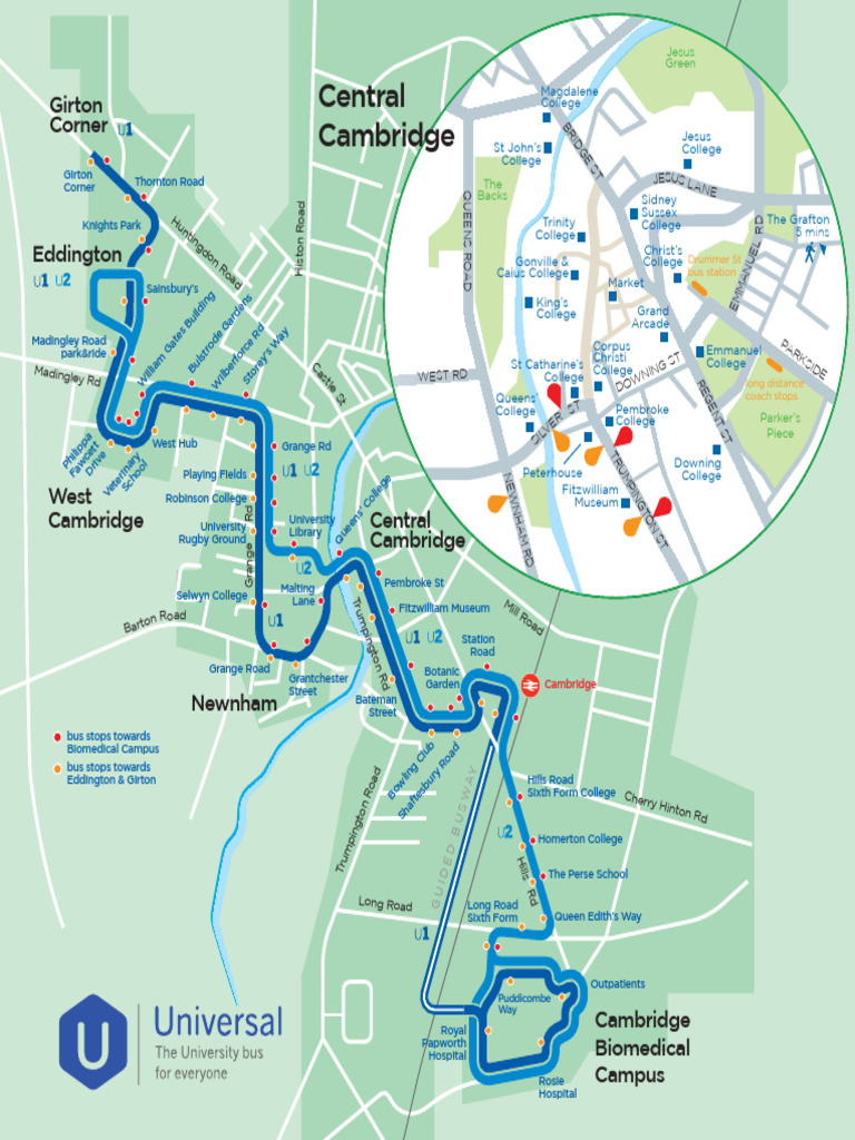 Cambridge University Bus Route Map | PDF | Cambridge