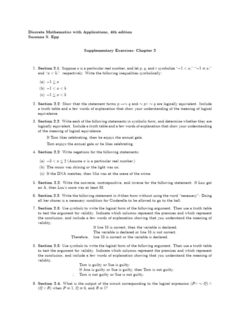 Ch2supplemental Exercises | PDF | Mathematics