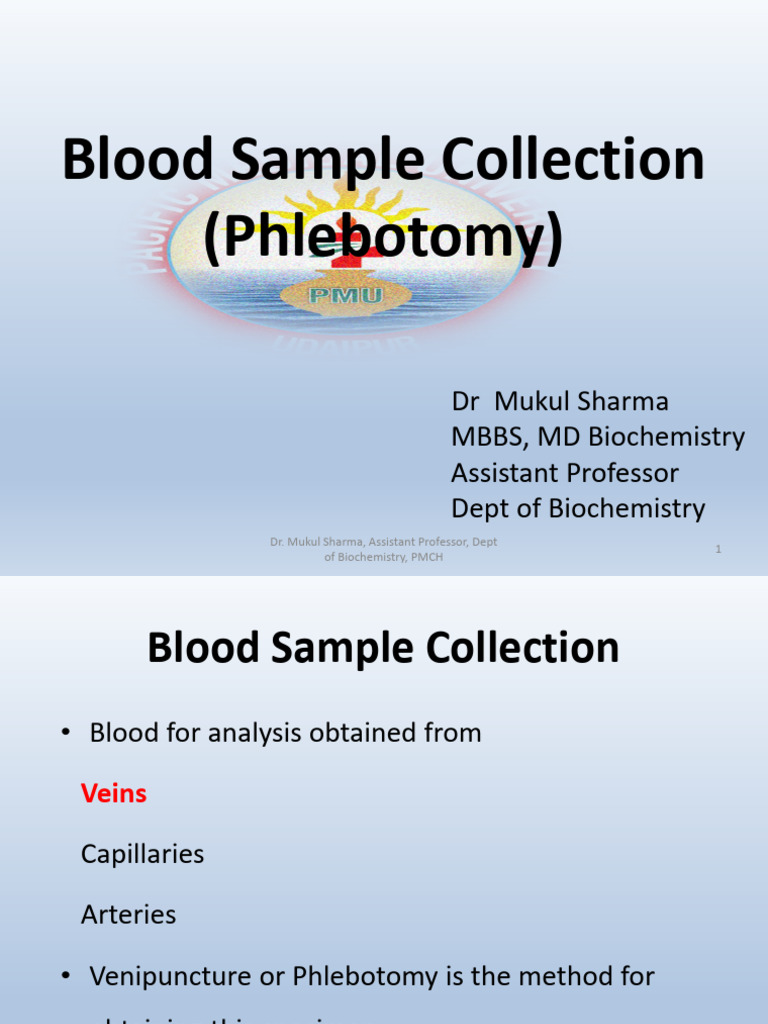 Sample Collection - Phlebotomy1 PMCH For Student | PDF | Clinical ...