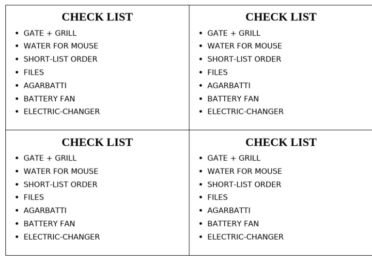 Essential Checklist for Supplies | PDF