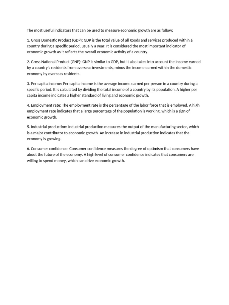 Key Indicators of Economic Growth | PDF