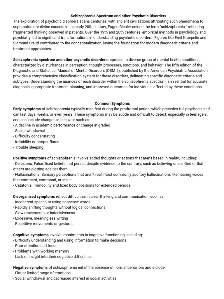 Schizophrenia Spectrum and Other Psychotic | PDF | Schizophrenia ...