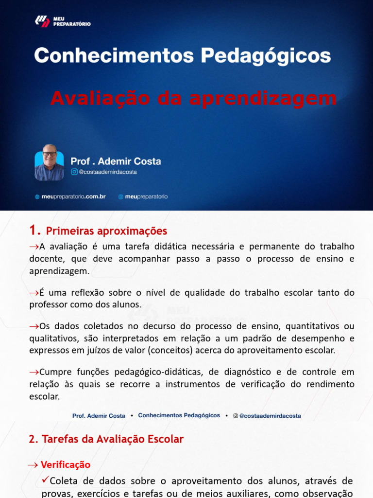 Avaliação da Aprendizagem Escolar: Tipos e Funções | PDF | Aprendizado