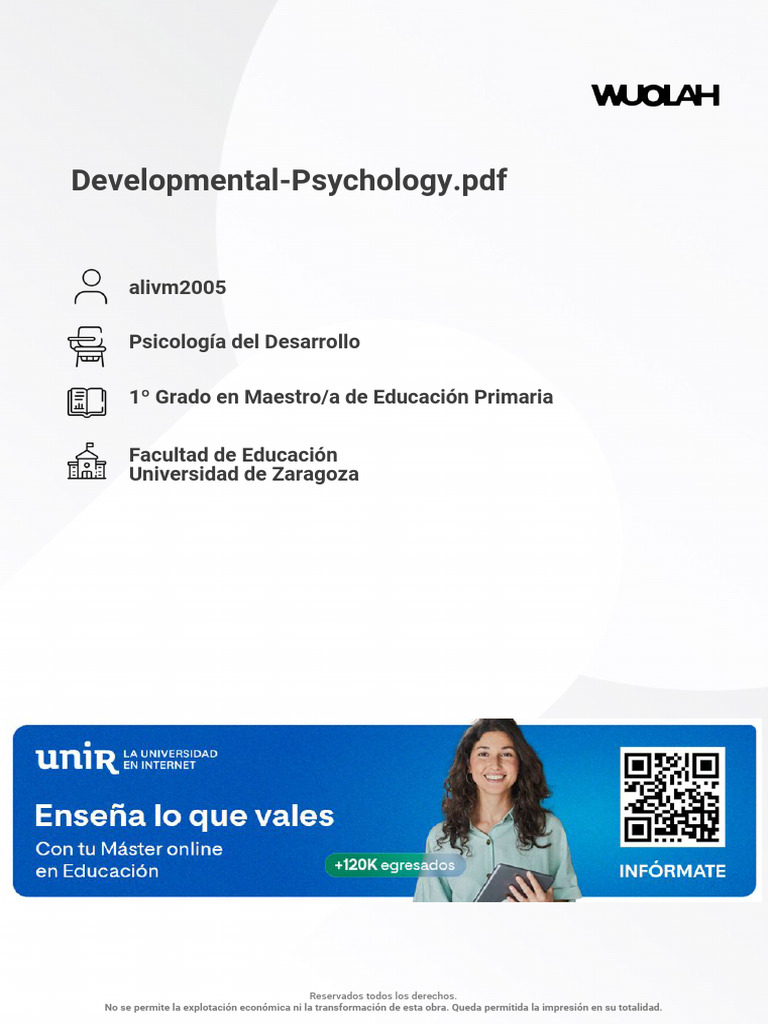 Wuolah Free Developmental Psychology | PDF | Preterm Birth | Fetus