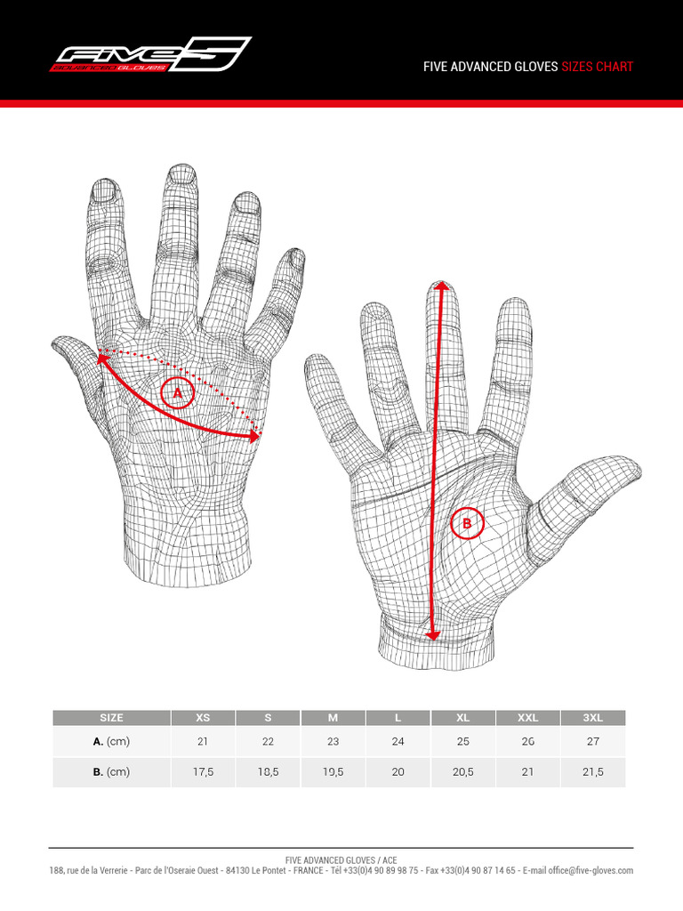 Tableau des tailles de gants Five | PDF