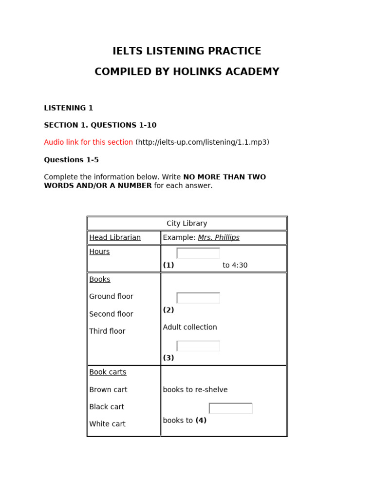 IELTS Listening Practice Exercises | PDF | Pain | Tomato