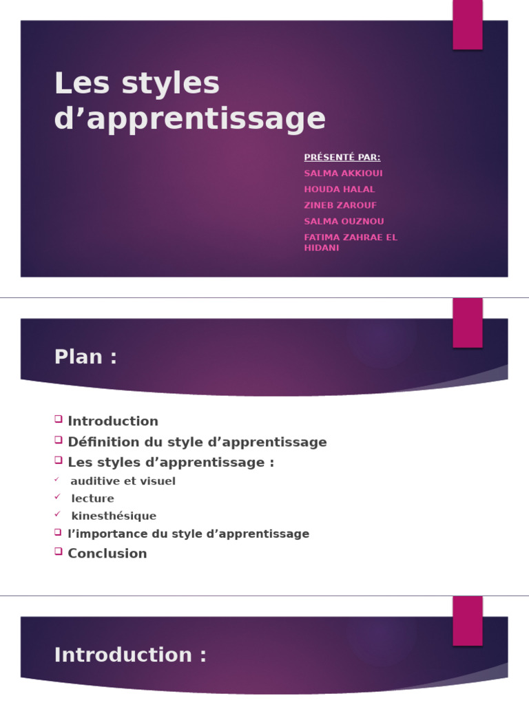 Styles d'apprentissage : Kinesthésique et plus | PDF | Styles d ...
