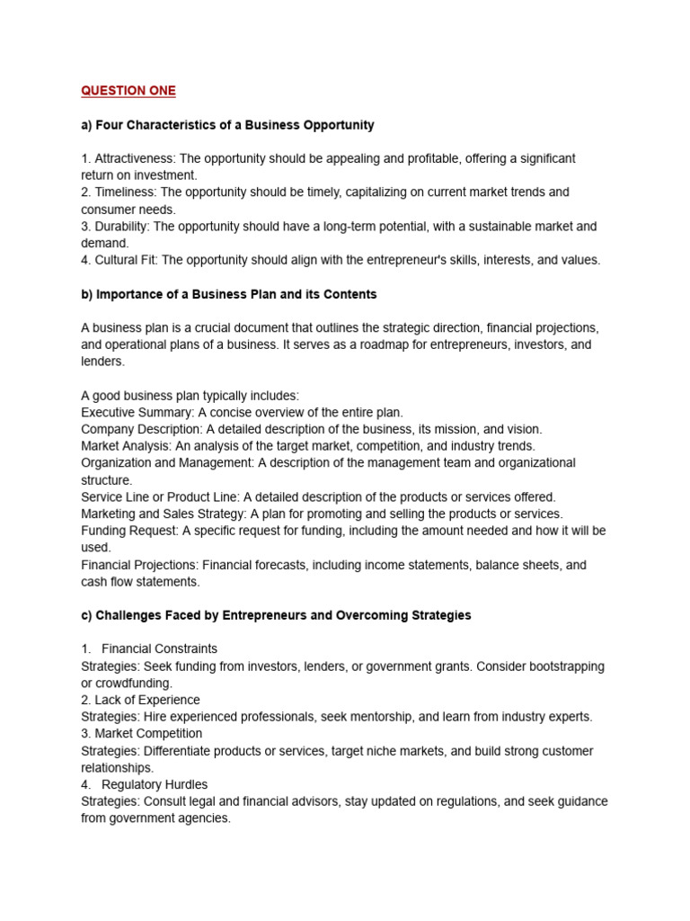 Key Aspects of Business Opportunities | PDF | Entrepreneurship ...