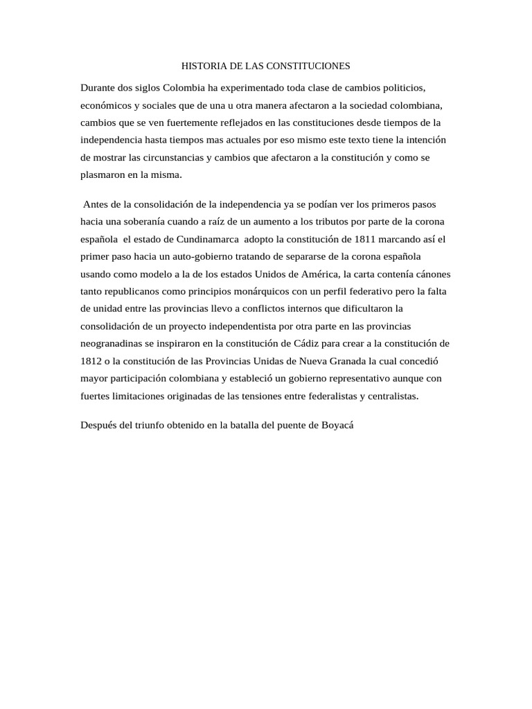 Evolución Constitucional en Colombia | PDF