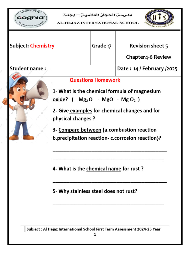Chemistry R - SH 5 G7 2025 | PDF