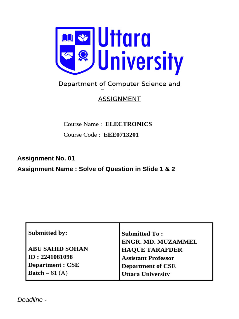 EE Assignment page | PDF