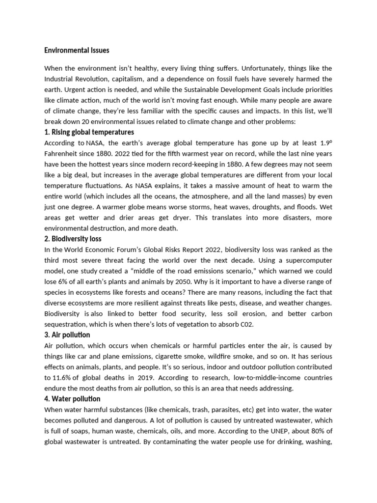 Environmental Issues | PDF | Climate Change | Oceans