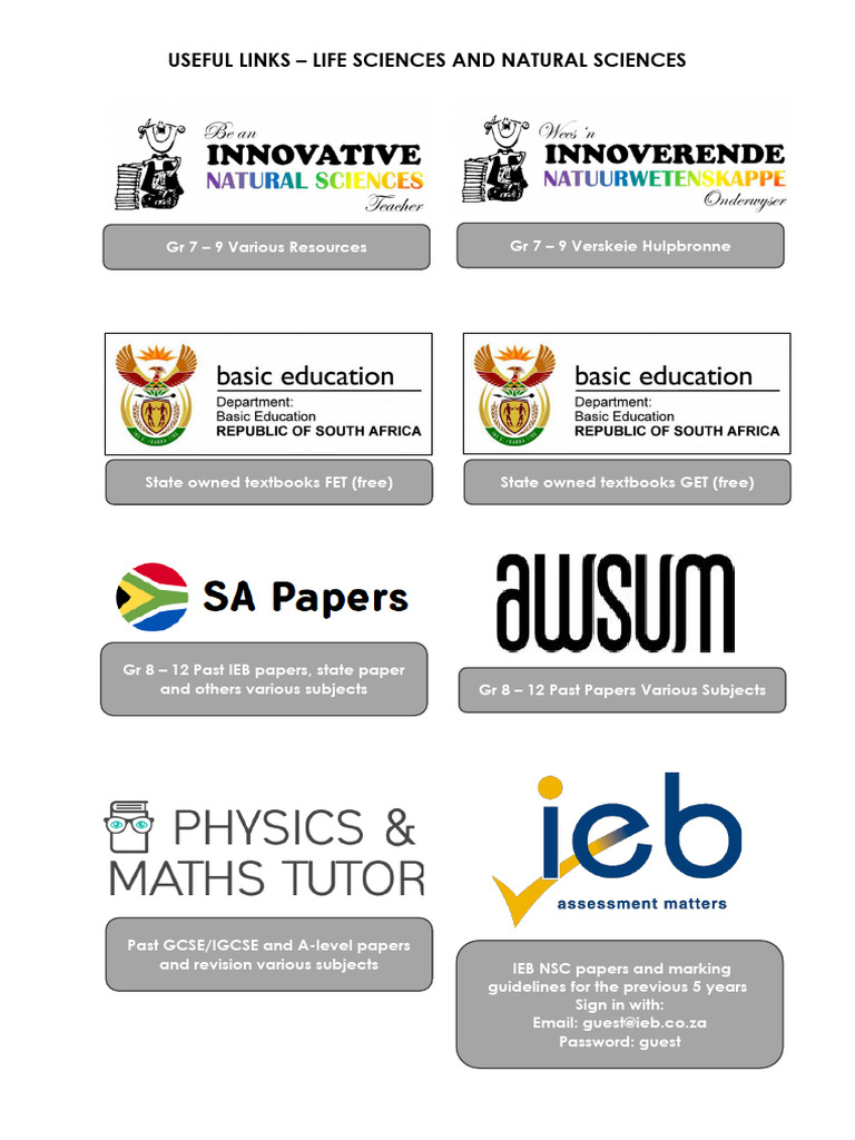 IEB Life Sciences Resources and Past Papers | PDF