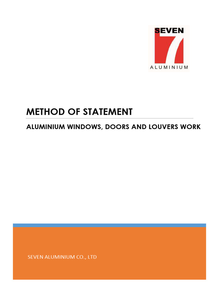 Method Statement for Aluminium Installations | PDF | Window | Door