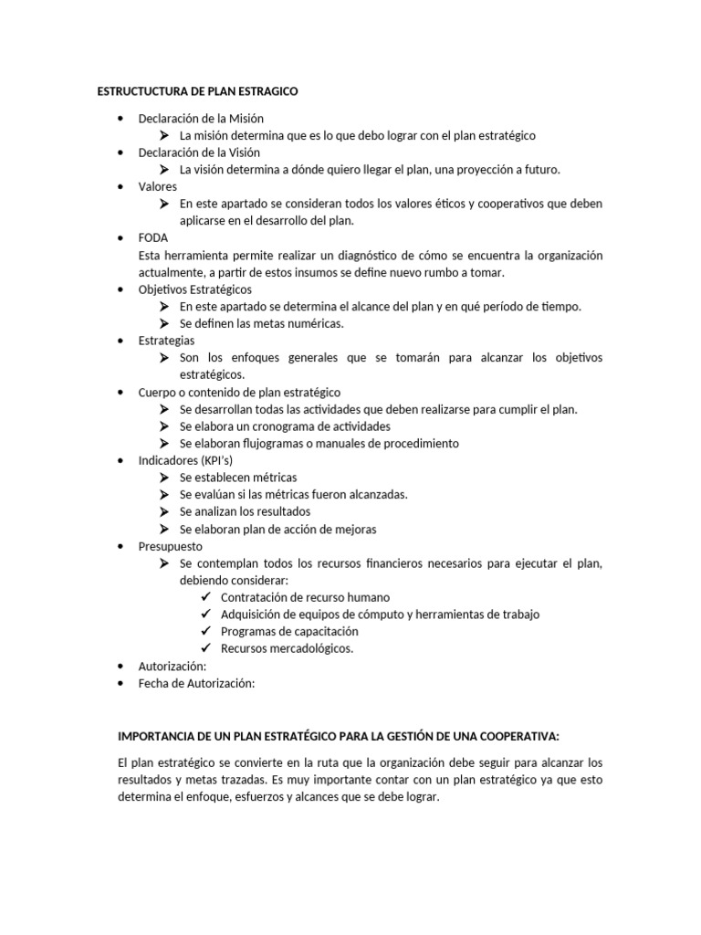 Estructura de un Plan Estratégico | PDF