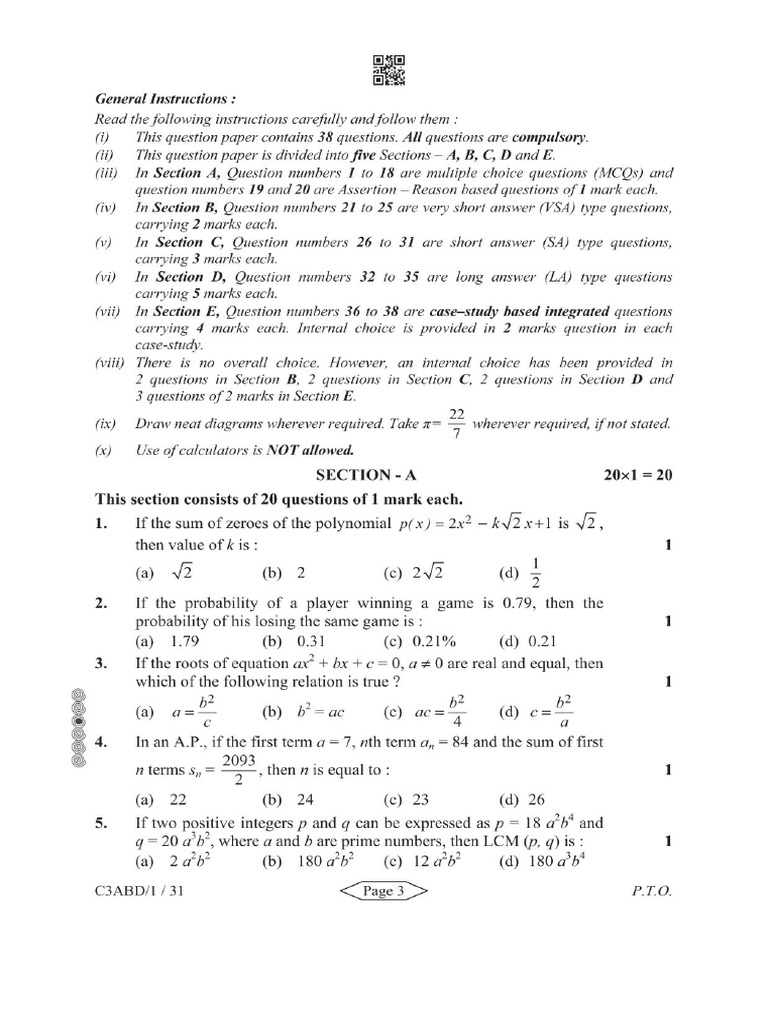 30 1 1 (Mathematics Standard) | PDF