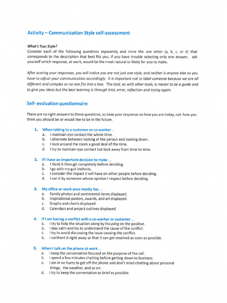 Communication Assessment | PDF