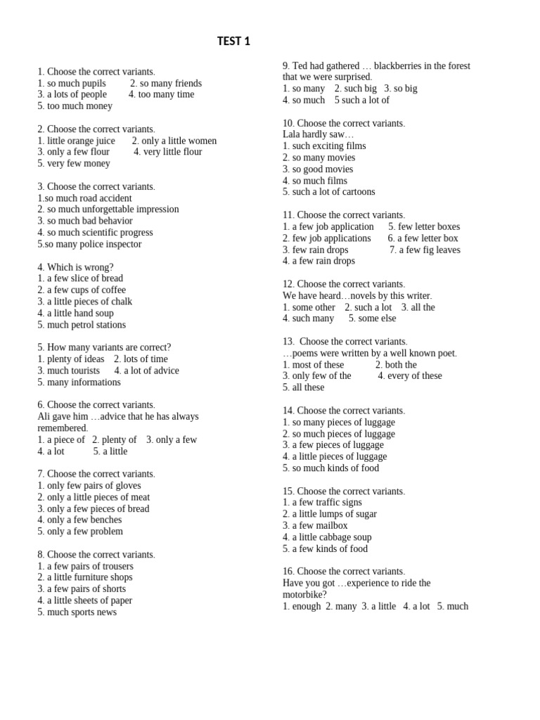 Test - 1 Quantifiers | PDF