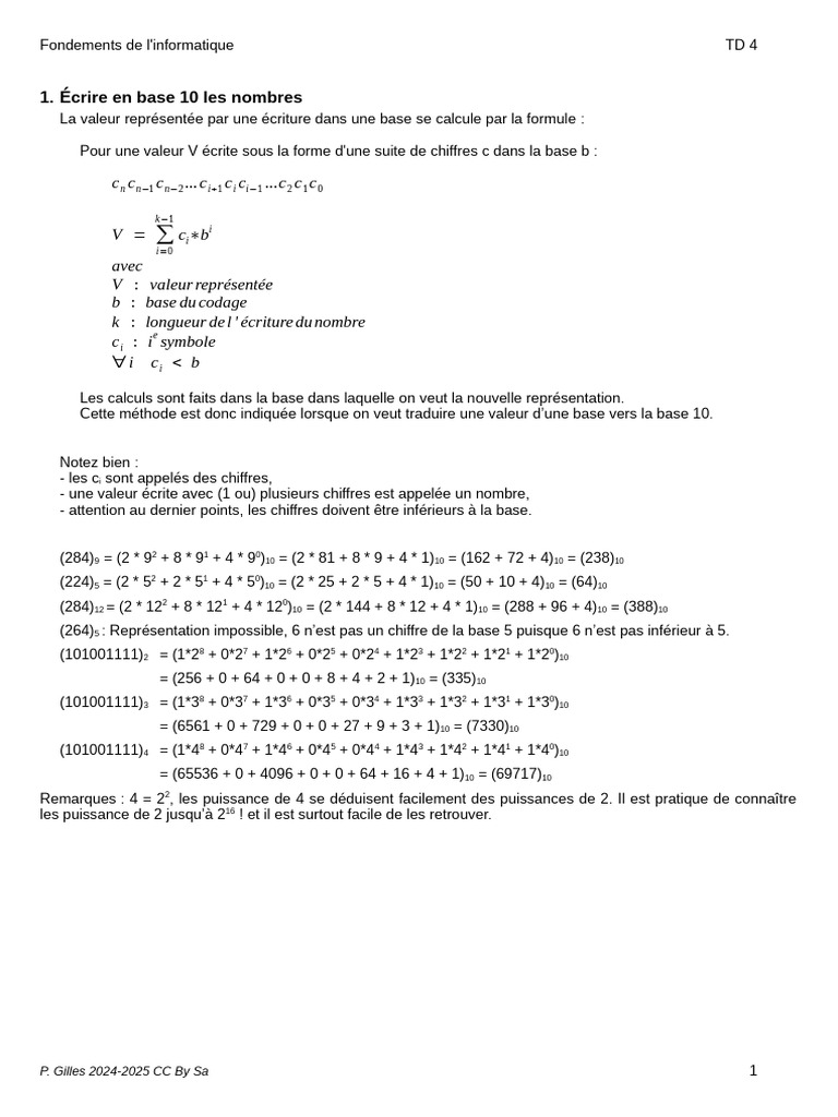 Conversion des bases numériques en informatique | PDF