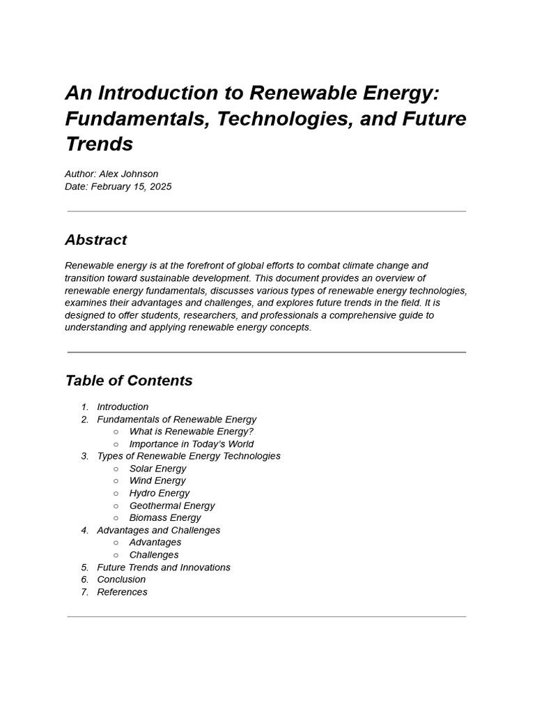 Introduction to Renewable Energy Concepts | PDF | Renewable Energy ...