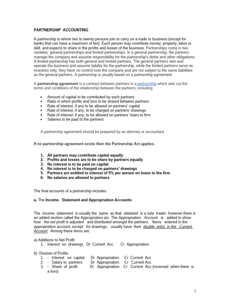 Partnership Accounting Explained | PDF | Partnership | Debits And Credits