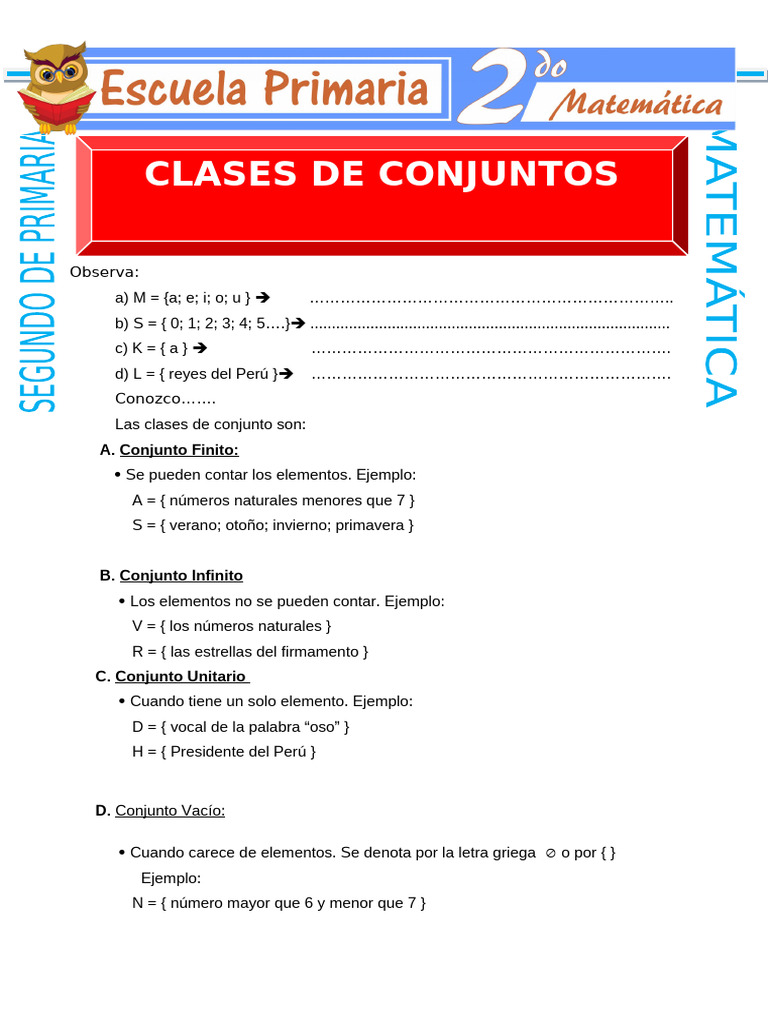 Clases de Conjuntos para Segundo Grado | PDF