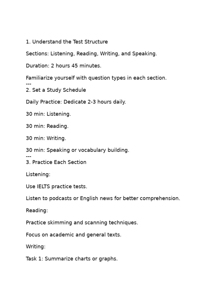 IELTS Test Structure and Study Guide | PDF