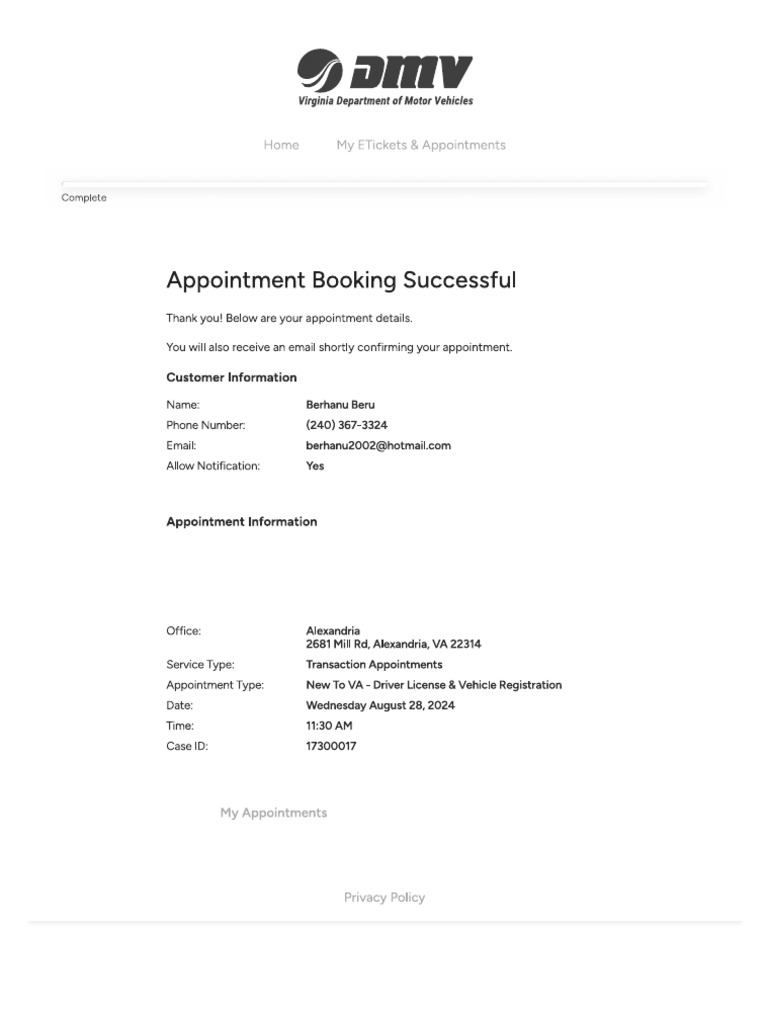 DMV Appointment 08.28.2024 11.30am PDF