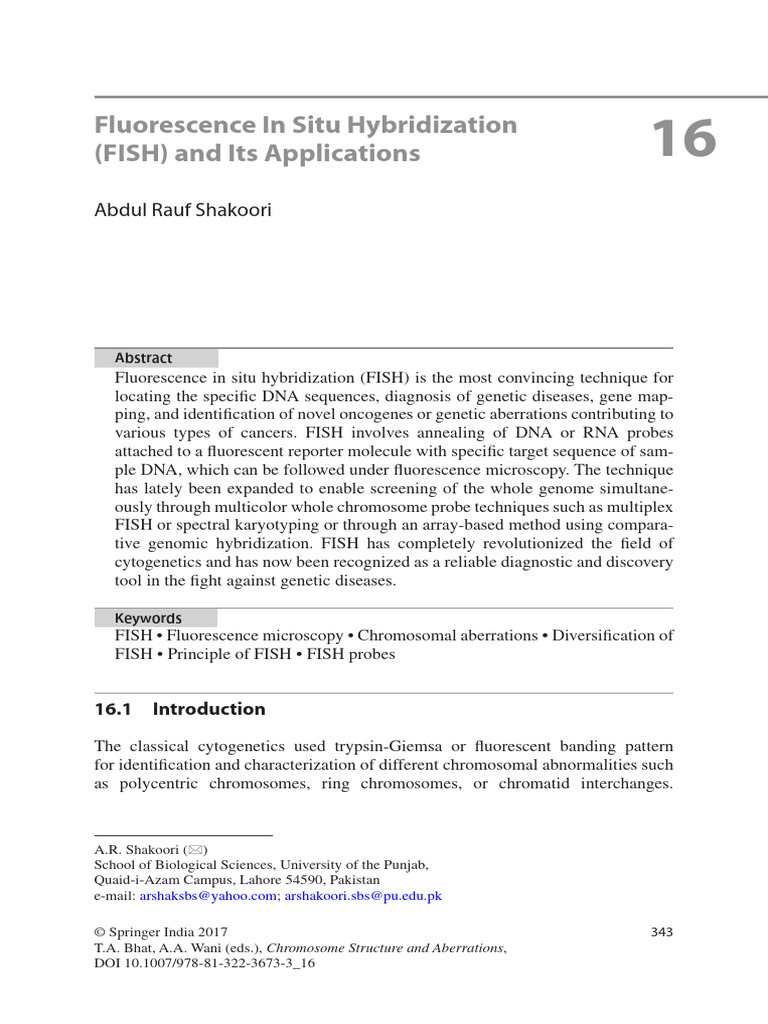 FISH Technique for Genetic Analysis | PDF | Fluorescence In Situ ...