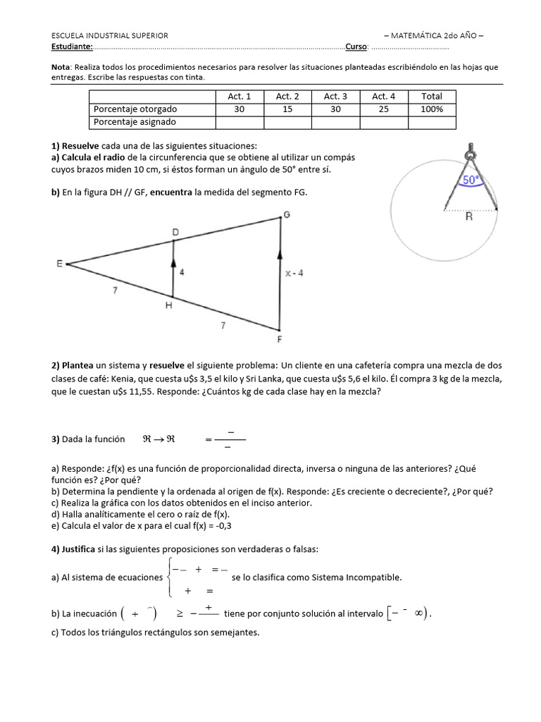 Ejercicios de Matemáticas 2do Año | PDF