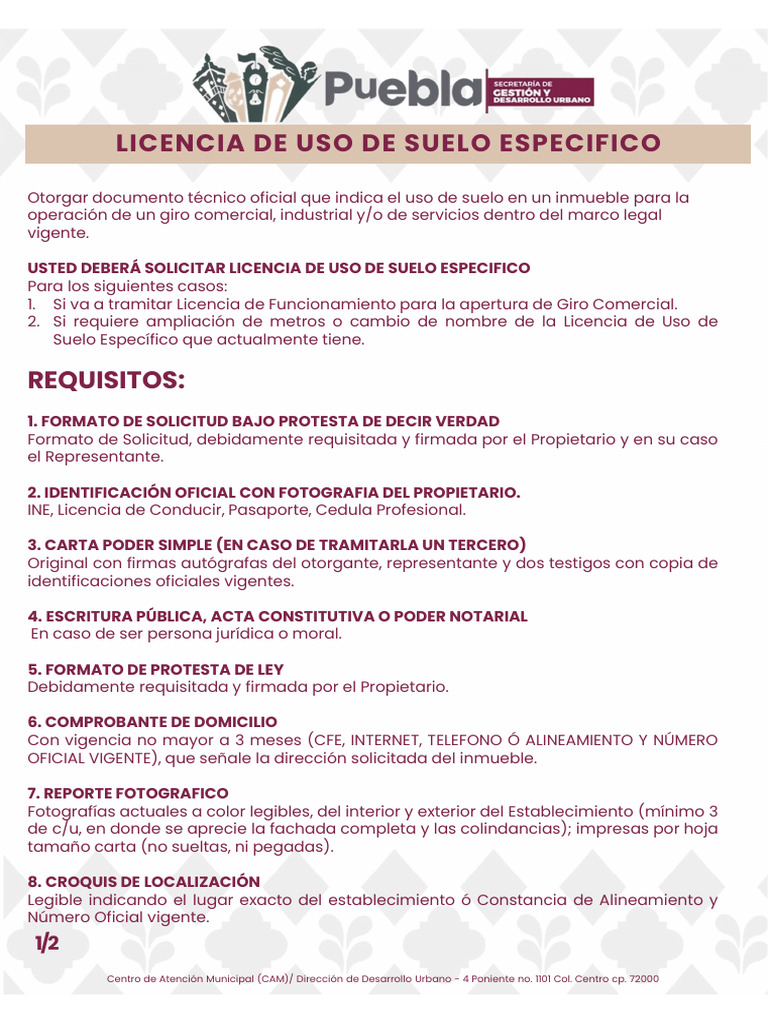 Licencia De Uso De Suelo Especifico Pdf