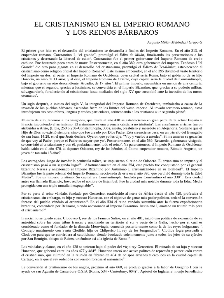 El Cristianismo en El Imperio Romano y Los Reinos Bárbaros | PDF ...