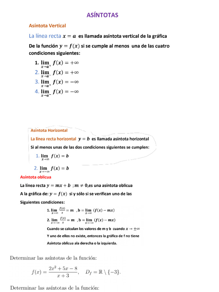 Asintotas y Cálculos | PDF