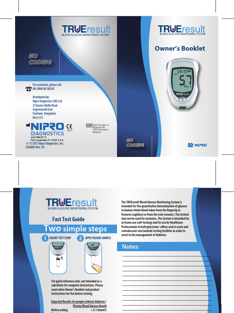 TRUEresult Blood Glucose System Guide | PDF | Vertebrates | Medical ...