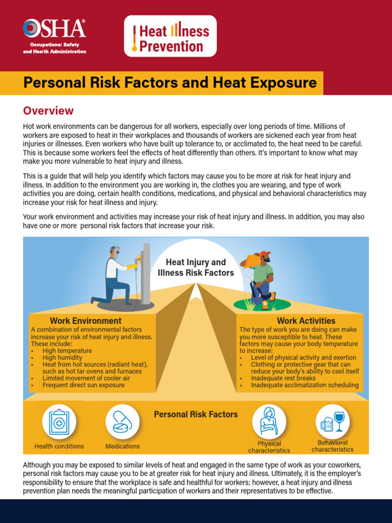 Heat Injury Risk Factors Guide | PDF | Hyperthermia | Occupational ...